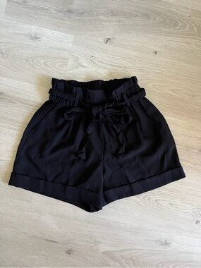 Dynamite High-Waist Black Paperbag Tie Women’s Shorts